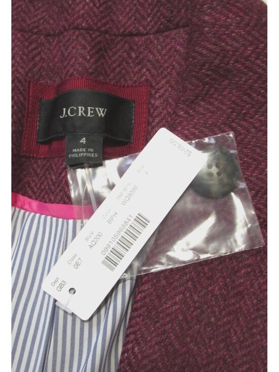 NWT J.Crew Boyfriend Blazer in Burgundy Pink Herringbone English Wool Jacket 4 - Picture 8 of 8